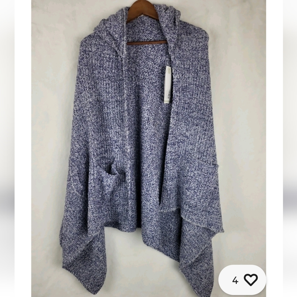 Blue Softies Marshmallow Hooded Shawl With Arm Slots.